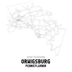 Orwigsburg Pennsylvania. US street map with black and white lines.