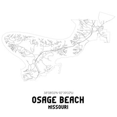 Osage Beach Missouri. US street map with black and white lines.