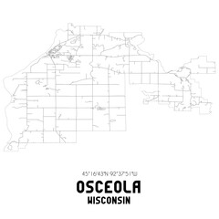 Osceola Wisconsin. US street map with black and white lines.