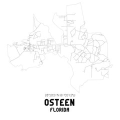 Osteen Florida. US street map with black and white lines.