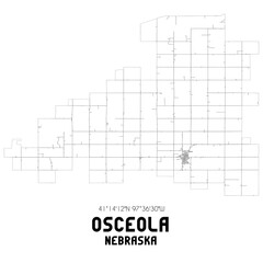 Osceola Nebraska. US street map with black and white lines.