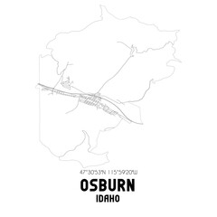 Osburn Idaho. US street map with black and white lines.