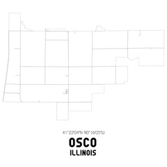 Osco Illinois. US street map with black and white lines.