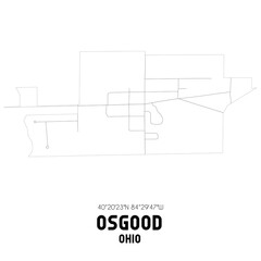 Osgood Ohio. US street map with black and white lines.