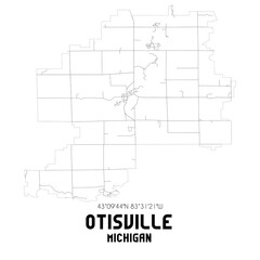 Obraz premium Otisville Michigan. US street map with black and white lines.