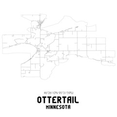 Ottertail Minnesota. US street map with black and white lines.