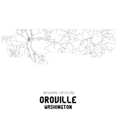 Oroville Washington. US street map with black and white lines.