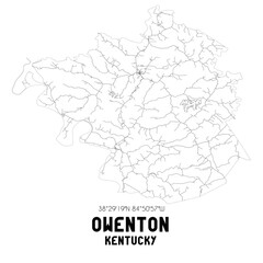Owenton Kentucky. US street map with black and white lines.