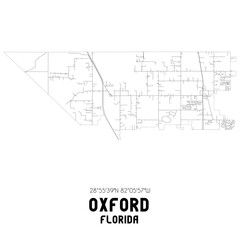 Oxford Florida. US street map with black and white lines.