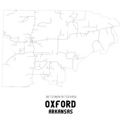 Fototapeta na wymiar Oxford Arkansas. US street map with black and white lines.