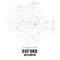 Oxford Wisconsin. US street map with black and white lines.