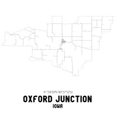 Oxford Junction Iowa. US street map with black and white lines.