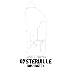 Oysterville Washington. US street map with black and white lines.