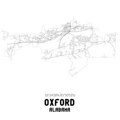 Oxford Alabama. US street map with black and white lines.