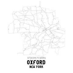 Oxford New York. US street map with black and white lines.