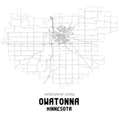 Owatonna Minnesota. US street map with black and white lines.