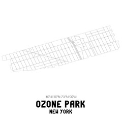 Ozone Park New York. US street map with black and white lines.