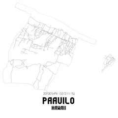 Paauilo Hawaii. US street map with black and white lines.