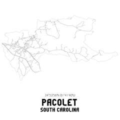 Fototapeta premium Pacolet South Carolina. US street map with black and white lines.