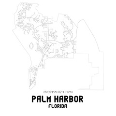 Palm Harbor Florida. US street map with black and white lines.