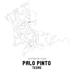 Palo Pinto Texas. US street map with black and white lines.