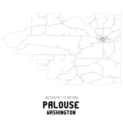Palouse Washington. US street map with black and white lines.