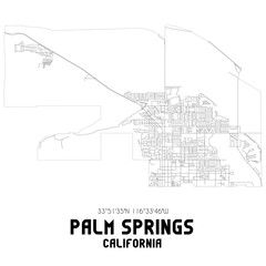 Palm Springs California. US street map with black and white lines.