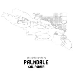 Palmdale California. US street map with black and white lines.