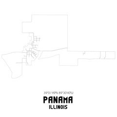 Panama Illinois. US street map with black and white lines.