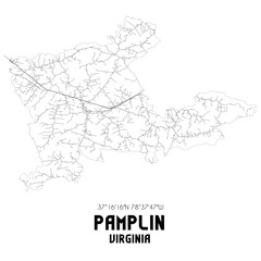Pamplin Virginia. US street map with black and white lines.
