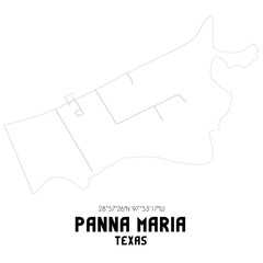 Panna Maria Texas. US street map with black and white lines.