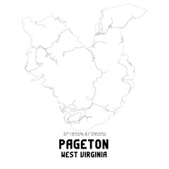 Pageton West Virginia. US street map with black and white lines.