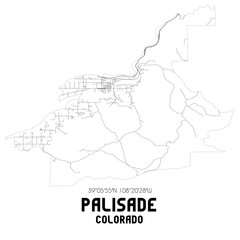 Palisade Colorado. US street map with black and white lines.