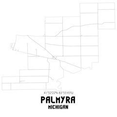 Palmyra Michigan. US street map with black and white lines.
