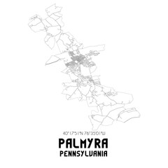 Palmyra Pennsylvania. US street map with black and white lines.