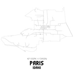 Paris Idaho. US street map with black and white lines.