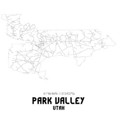 Park Valley Utah. US street map with black and white lines.