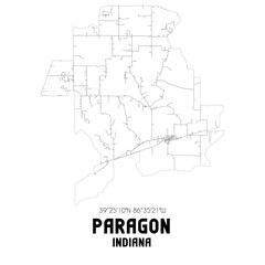 Paragon Indiana. US street map with black and white lines.