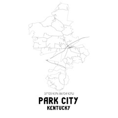 Park City Kentucky. US street map with black and white lines.