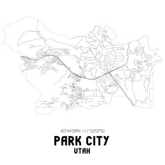 Park City Utah. US street map with black and white lines.