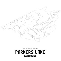Fototapeta premium Parkers Lake Kentucky. US street map with black and white lines.