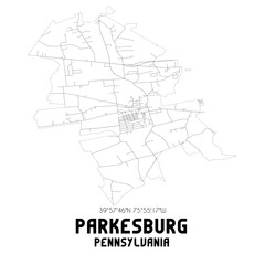 Parkesburg Pennsylvania. US street map with black and white lines.