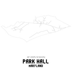 Park Hall Maryland. US street map with black and white lines.