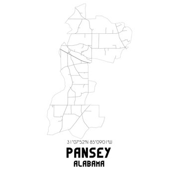 Pansey Alabama. US street map with black and white lines.