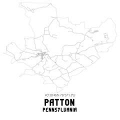 Patton Pennsylvania. US street map with black and white lines.
