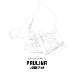 Paulina Louisiana. US street map with black and white lines.