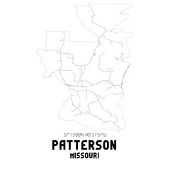 Patterson Missouri. US street map with black and white lines.