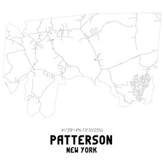 Patterson New York. US street map with black and white lines.