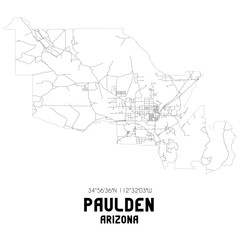 Paulden Arizona. US street map with black and white lines.