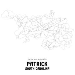 Patrick South Carolina. US street map with black and white lines.